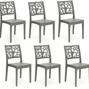 Kit 6 sedie interno esterno polipropilene cucina bar ristorante impilabile pranzo antracite teti