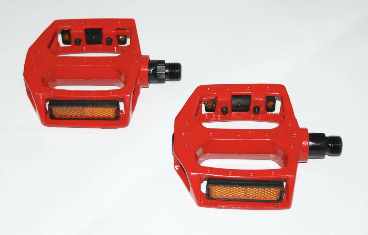 COPPIA PEDALI ANTISCIVOLO MOUNTAIN BIKE BICI BICICLETTA MTB RIFRANGENTI ROSSI WS - immagine 2