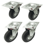 Ruote girevoli carrello 4 pz rotelle carrelli con senza freno 125mm portata 400 kg nero - immagine 4