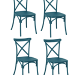 Kit 4 sedie polipropilene cucina bar ristorante interno esterno sedia cross verde petrolio