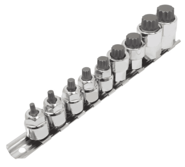 Set bussole 9pz inserti xzn 1/2" 3/8" M4 M18 chiai a bussola chrome vanadium 133sa