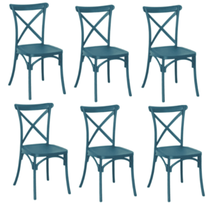 Kit 6 sedie polipropilene sedia cucina bar ristorante interno esterno cross verde petrolio