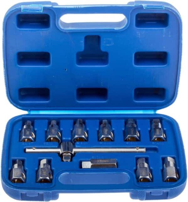 Kit tappi scarico olio 12pz chiavi asse coppa 3/8" auto camion esagonale 434sa