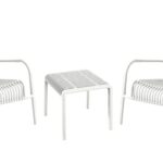Set 3 pz salottino da giardino esterno veranda in polipropilene bianco poltrona sedia tavolino 818ve