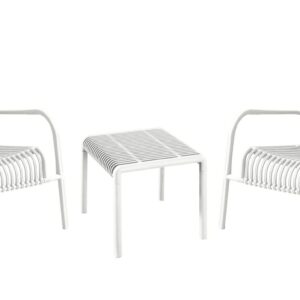 Set 3 pz salottino da giardino esterno veranda in polipropilene bianco poltrona sedia tavolino 818ve
