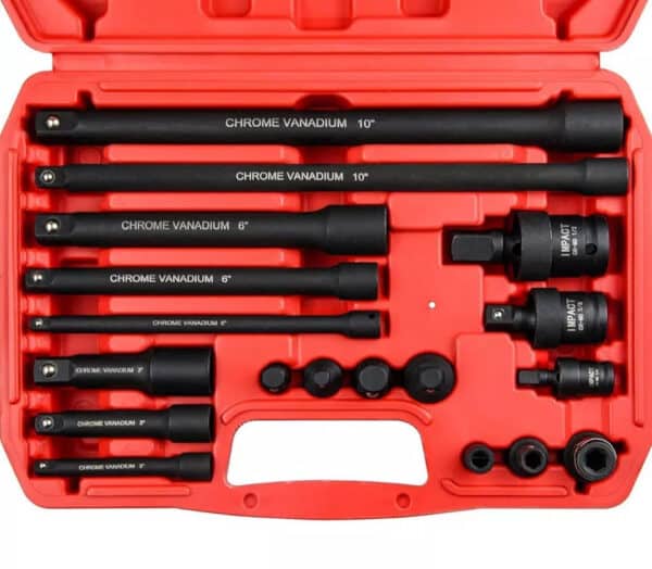 Kit prolunghe di estensione rinforzate 18pz adattatori 1/2" 1/4" 3/8" prolunga 75 150 250 mm RO