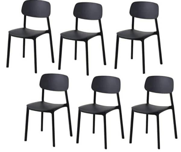 Kit 6 sedie polipropilene cucina bar ristorante sedia interno esterno nero 726v