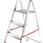 Scala scaletta alluminio domestica 4 gradini pieghevole leggera h 147cm portata 150kg 101cz
