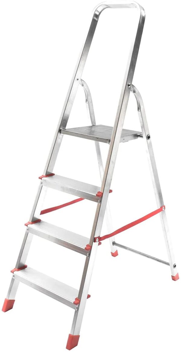 Scala scaletta alluminio domestica 4 gradini pieghevole leggera h 147cm portata 150kg 101cz