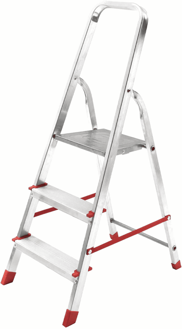Scala scaletta alluminio domestica 3 gradini pieghevole leggera h 121cm portata 150kg 095cz