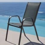 Sedia metallo textilene poltrona grigia giardino bar piscina impilabile grigio 399ds