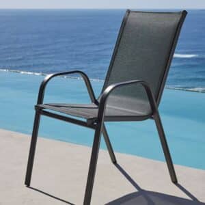 Sedia metallo textilene poltrona grigia giardino bar piscina impilabile grigio 399ds