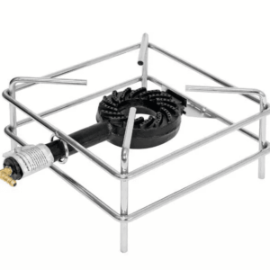 FORNELLONE FORNELLO CM 40X40 7,5kw CROMATO INOX GAS BOMBOLA BRUCIATORE IN GHISA