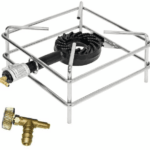 FORNELLONE FORNELLO GAS CM 40X40 CROMATO BRUCIATORE IN GHISA + UGELLO METANO