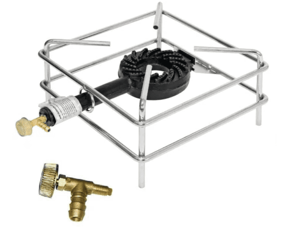 FORNELLONE FORNELLO GAS CM 40X40 CROMATO BRUCIATORE IN GHISA + UGELLO METANO