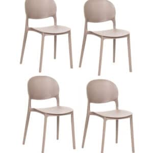 Kit 4 sedie polipropilene cucina bar ristorante sedia interno esterno tortora 167ro