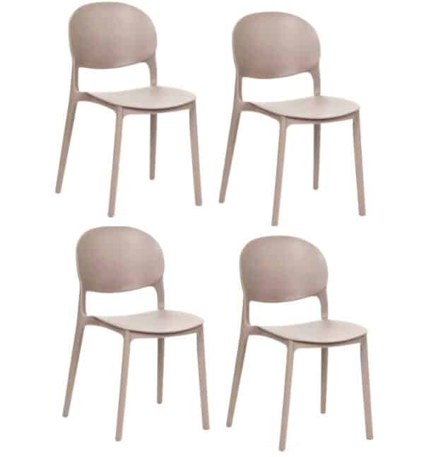 Kit 4 sedie polipropilene cucina bar ristorante sedia interno esterno tortora 167ro