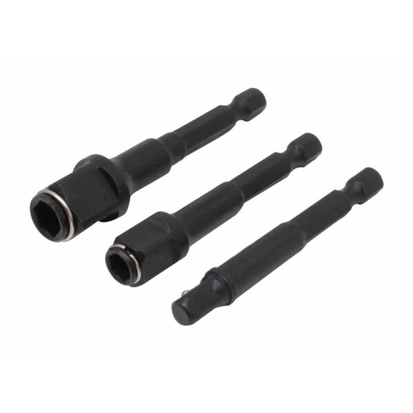 Set 3 adattatori rinforzati bussola 1/4" 3/8" 1/2" avvitatore trapano bussolotti attacco esagonale 993sa