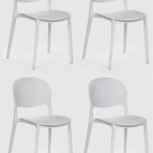 Kit 4 sedie polipropilene cucina bar ristorante sedia interno esterno bianco 150ro