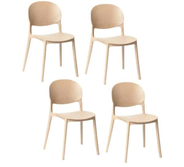Kit 4 sedie polipropilene cucina bar ristorante sedia interno esterno beige crema 167ro