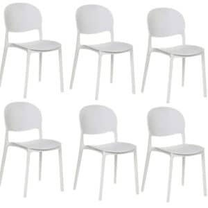 Kit 6 sedie polipropilene cucina bar ristorante sedia interno esterno bianco 150ro