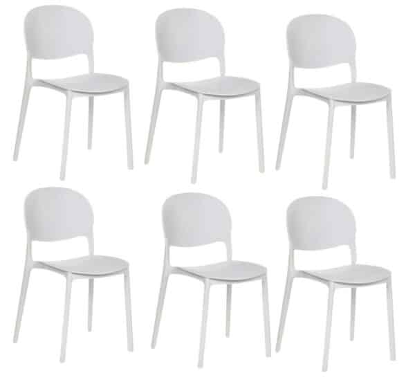 Kit 6 sedie polipropilene cucina bar ristorante sedia interno esterno bianco 150ro
