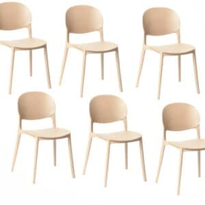 Kit 6 sedie polipropilene cucina bar ristorante sedia interno esterno beige 167ro