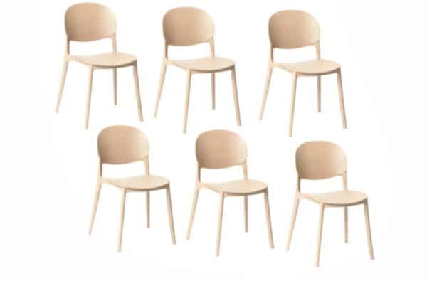 Kit 6 sedie polipropilene cucina bar ristorante sedia interno esterno beige 167ro