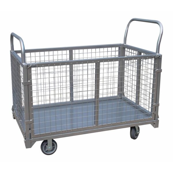 Carrello in griglia acciaio contenitore trasporto merce magazzino portata 600kg ruote 642sa