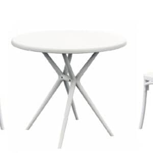 Kit tavolo tondo Ø80 cm + 2 sedie polipropilene bar ristorante interno esterno cross bianco 610v