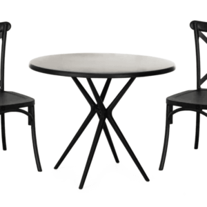 Kit tavolo tondo Ø80 cm + 2 sedie polipropilene bar ristorante interno esterno cross nero 603v