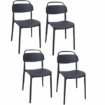 Kit 4 sedie polipropilene cucina bar ristorante sedia interno esterno nero cue228