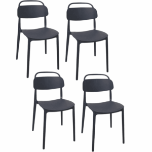 Kit 4 sedie polipropilene cucina bar ristorante sedia interno esterno nero cue228