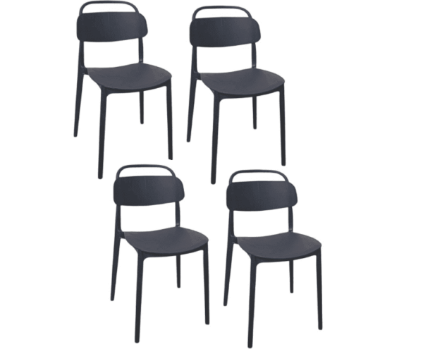 Kit 4 sedie polipropilene cucina bar ristorante sedia interno esterno nero cue228