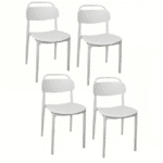 Kit 4 sedie polipropilene cucina bar ristorante sedia interno esterno bianco cue198