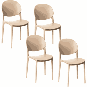 Kit 4 sedie polipropilene cucina bar ristorante sedia interno esterno beige crema 167ro