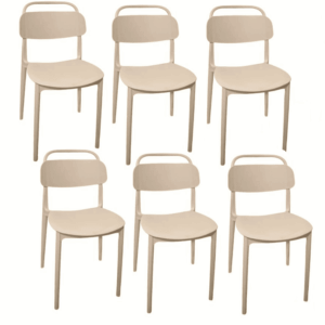 Kit 6 sedie polipropilene cucina bar ristorante sedia interno esterno beige cue204