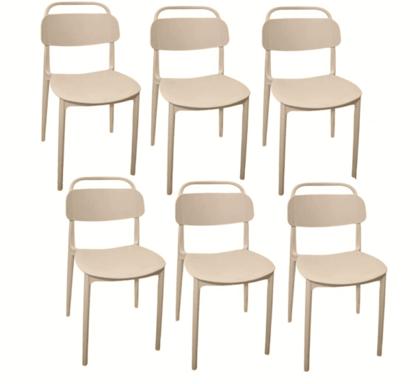 Kit 6 sedie polipropilene cucina bar ristorante sedia interno esterno beige cue204
