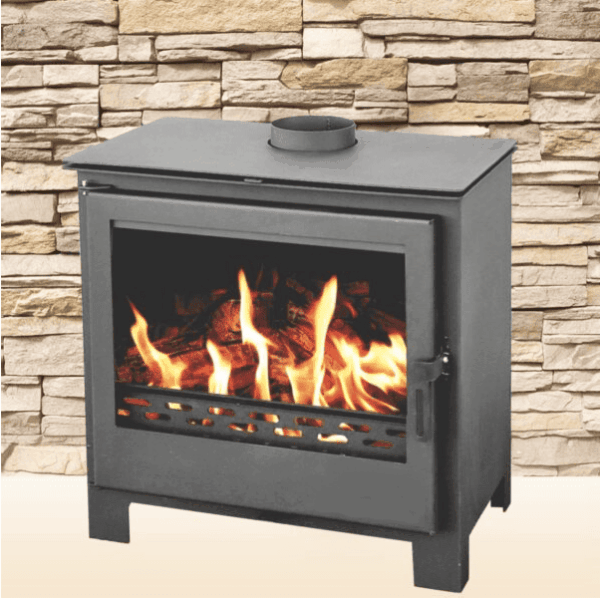 Stufa a legna in acciaio vetro 12 KW camino con piedi riscaldamento cm 70x42x73 h nero 999BMX