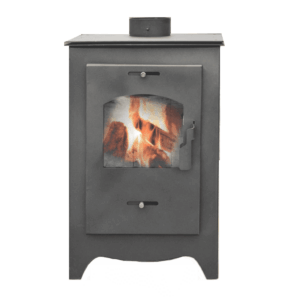 Stufa a legna in acciaio vetro 13 KW camino con piedi riscaldamento cm 52x44x81 h nero