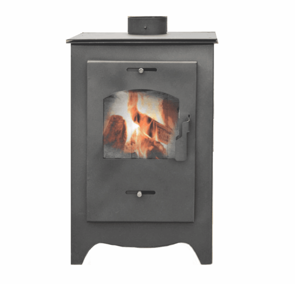 Stufa a legna in acciaio vetro 13 KW camino con piedi riscaldamento cm 52x44x81 h nero