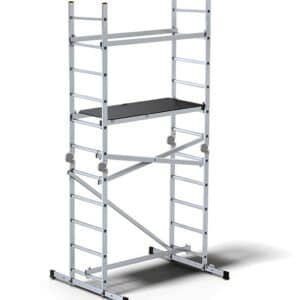 Impalcatura trabattello multifunzione ponteggio piattaforma scala alluminio regolabile 11 gradini IK