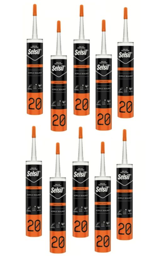 10 pz silicne sigillante 10pz silicone sigillante acrilico bianco cartuccia 310 ml interni esterni 847se - immagine 1