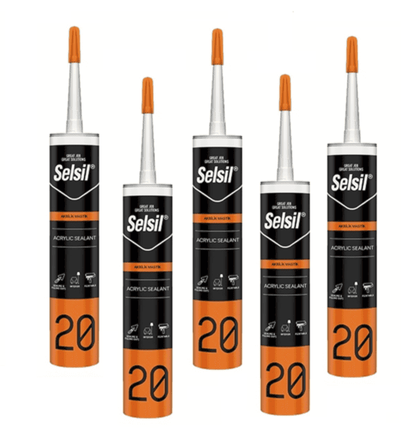 5 pz silicone 5pz silicone sigillante acrilico bianco cartuccia 310 ml interni esterni 847se - immagine 1