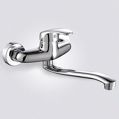 583.jpg RUBINETTO MISCELATORE LAVELLO LAVABO CUCINA da MURO o PARETE OTTONE CROMATO mod1 899b - immagine 1