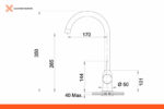 RUBINETTO MISCELATORE PER LAVELLO CUCINA CANNA ALTA GIREVOLE AVENA 464 - immagine 2