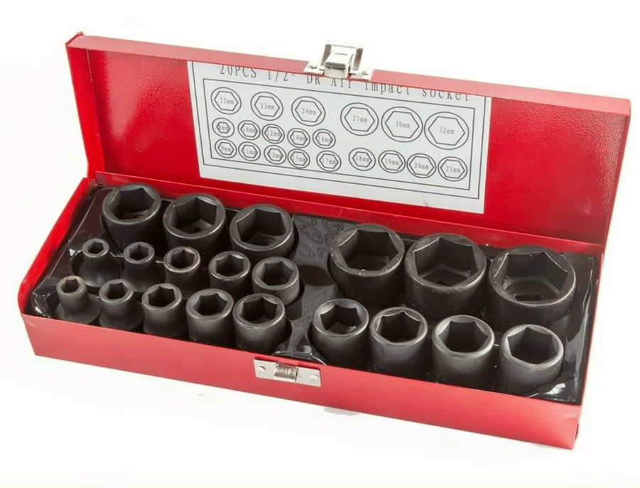 BUSSOLE IMPATTO 1:2 ESAGONALI 20 PZ BUSSOLE RINFORZATE 1/2" IMPATTO 20 pz AVVITATORE ARIA PNEUMATICO 8 32 mm 208ox - immagine 1