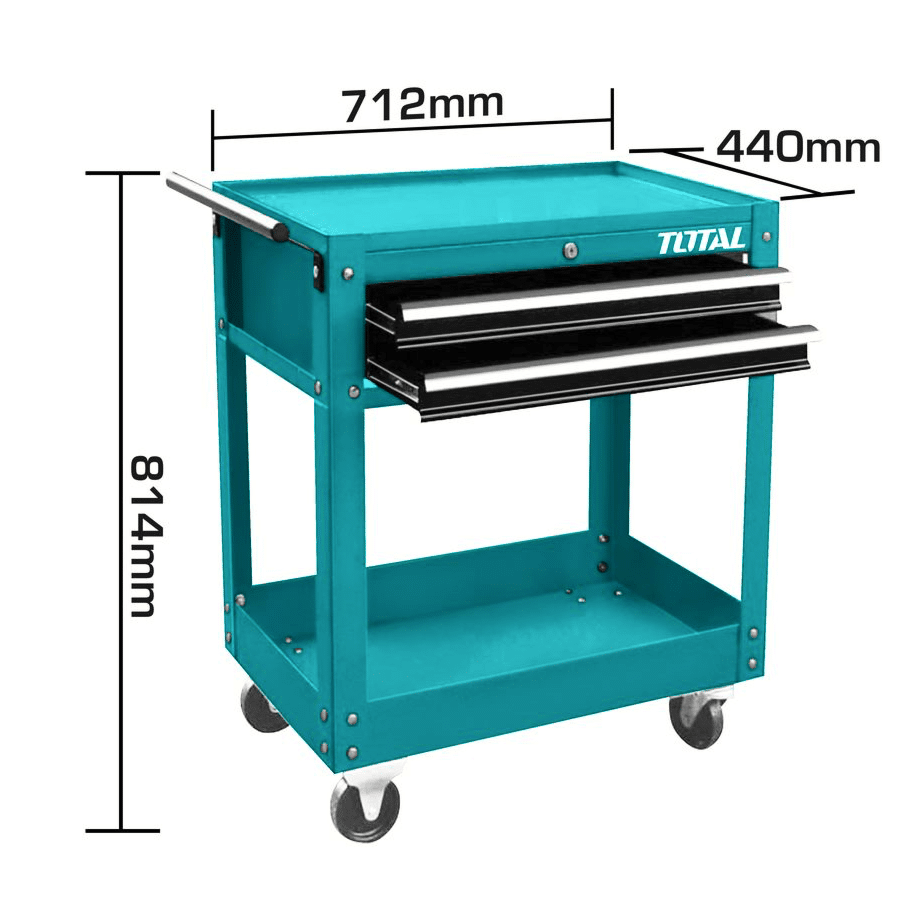 CARRELLO 2 CASSETTI CARRELLO 2 RIPIANI PIANI CASSETTI OFFICINA PORTA ATTREZZI UTENSILI RUOTE 201 - immagine 1