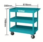 CARRELLO 3 RIPIANI PIANI PORTA ATTREZZI UTENSILI OFFICINA GARAGE RUOTE 723 - immagine 2