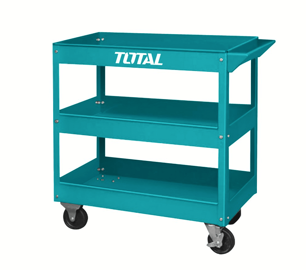 CARRELLO VERDE CARRELLO 3 RIPIANI PIANI PORTA ATTREZZI UTENSILI OFFICINA GARAGE RUOTE 723 - immagine 1